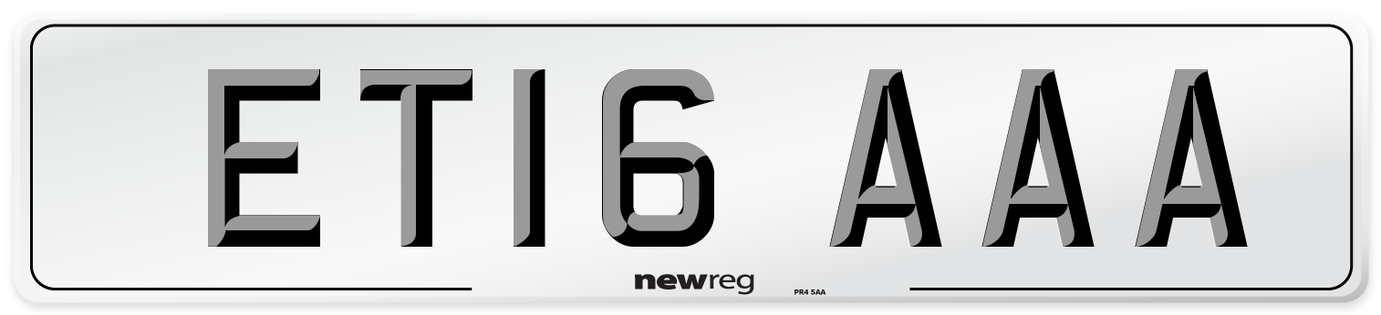 ET16 AAA Number Plate from New Reg
